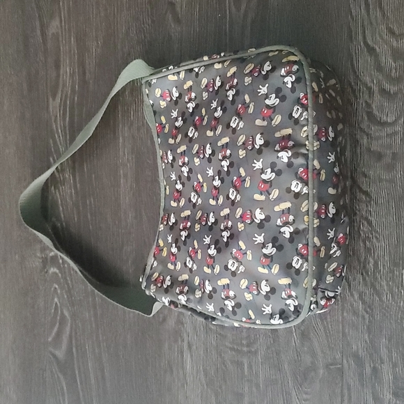 ❤️ Disney MICKEY MOUSE Vinyl Shoulder Bag Olive Green Purse Handbag lunch box - Picture 8 of 12